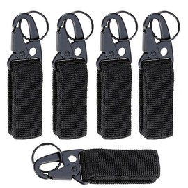 Snillok 5 Pack Tactical Molle Key Ring Chain Gear Clip Key Keeper Keychain Hanging Belt Carabiner Hook Nylon Webbing Buckle Strap Clip Heavy Duty Belt Key Ring Holder for Outdoor Camping Hiking, Black