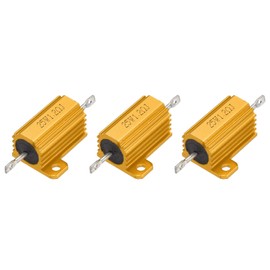 uxcell 3pcs 25W 1.2 Ohm 5% Aluminum Housing Case Resistor, Wirewound Resistors Screw Tap Chassis Mounted, Gold