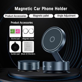 Jemey Vacuum Adsorption Phone Holder, Magnetic Suction Phone Mount, Adjustable Phone Holder Mount for Car, Foldable Car Magnetic Phone Holder, Universal for All Phones