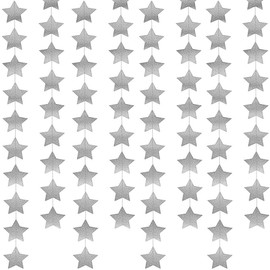 65Ft/20 Meters Star Paper Garland Bunting Banner Party Birthday Hanging Decoration Baby Shower Decor (Silver)