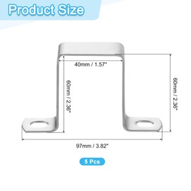 uxcell 5Pcs U Shaped Connector Bracket, 40x60mm 304 Stainless Steel Pipe Strap Clamps for Door Shed Closed Bar Holder Strut Channel