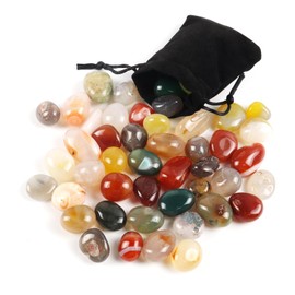400 g Gemstones for Children, Healing Stones, Uncoloured, Bags with Drawstring, Chakra Stones, Lucky Stones for Crystal Therapy, Meditation, Gemstones, Healing Crystals (A)