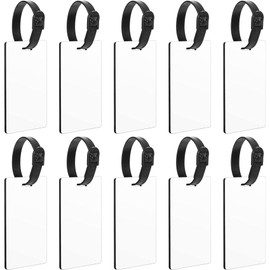 tunghey 10Pack Blank Sublimation Luggage Tags, Double Sided MDF Suitcase Labels with Strap for Easy Identification, Personalize Your Luggage (B KIT)