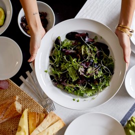 Euro Ceramica Essential Collection Porcelain Entertaining Dinnerware and Serveware, Large Serving Bowl, Inverted Rim Design, Classic White