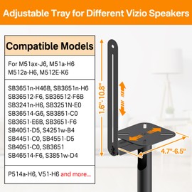 Heavy-Duty Bookshelf Speaker Stands Pair for Vizio Speaker Stands with Vizio Soundbar Mount for Surround Sound - Adjustable Floor Speaker Stands for Vizio Rear Speaker Stands with Cable Management