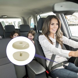 Kutyun 10 Sets Universal Fit Seatbelt Stopper Kit, Snap-on Seat Belt Button Stop, Car Accessories Plastic No Welding Required Seat Belt Buckle Button Prevent Seatbelt Clip from Sliding Down (Beige)