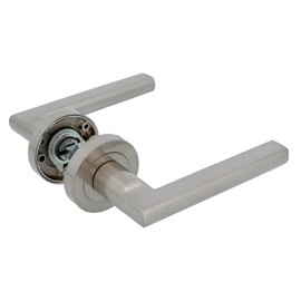 Amig - Zamak Rosette Door Handle Set | MAI RX | Diameter 52 mm | 8 mm Square | Elegant and Simple Design | Brushed Aluminium Nickel