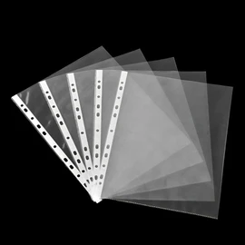 Zinnia A4 Punched Pockets 100 Pack 45 Microns Clear Poly Pockets Tear-Resistant Ideal for Documents, Office and School Supplies
