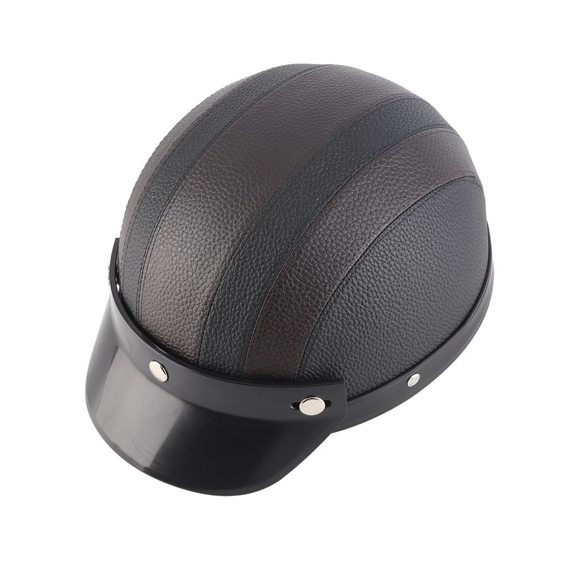 Half Helmet Breathable Sun Blocking Retro Safe PU Leather Motorcycle