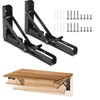 Folding Shelf Brackets, 2 Pcs Matte Black Collapsible Stainless Steel