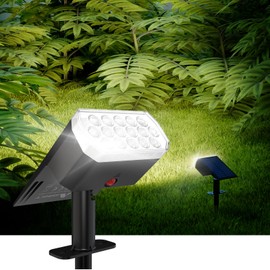 AIDROIT Solar Spot Lights Outdoor Waterproof, 16 LED High Brightness Solar Lights Outdoor, 2 Pack 2-in-1 Landscape Lighting for Yard Garden, 1800mAh Cool White, 3 Modes Solar Lights IP65