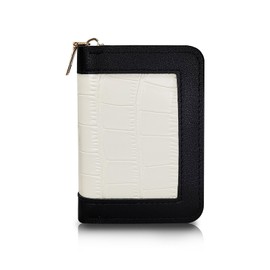 MultiValue Card Holder for Women, Crocodile Grain Business Card Case with Zip, Mini Card Wallet for Shopping, Commuting, Travel, White, Modern