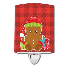 Caroline's Treasures BB8778CNL Christmas Gingerbread Presents Ceramic Night Light Compact, UL-Certified, Ideal for Bedroom, Bathroom, Nursery, Hallway, Kitchen, 6x4x3, Multicolor