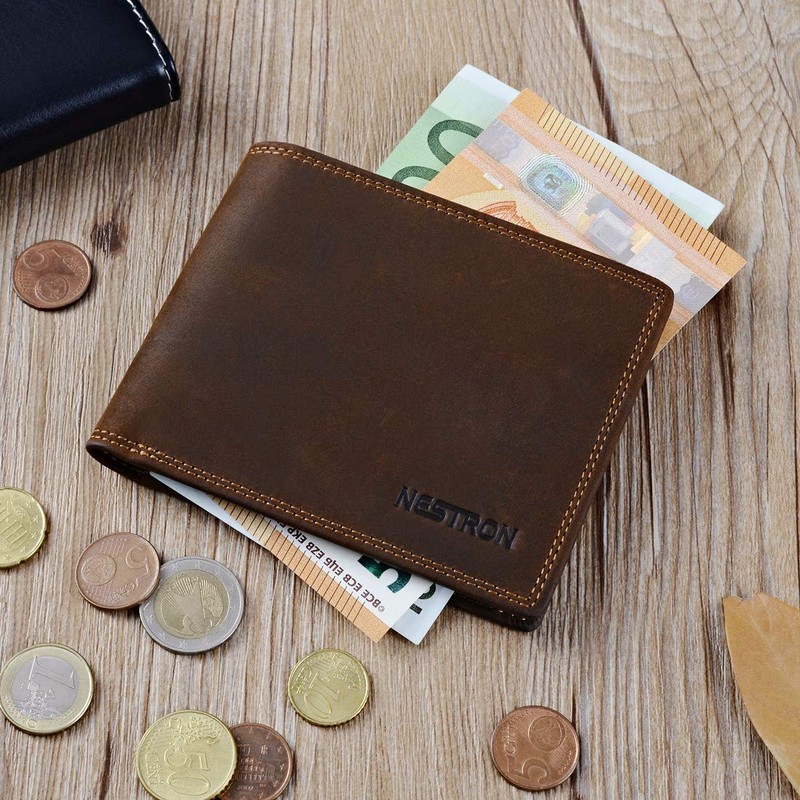 Nestron Men's Wallet with Double Stitching and RFID Protection, Vintage