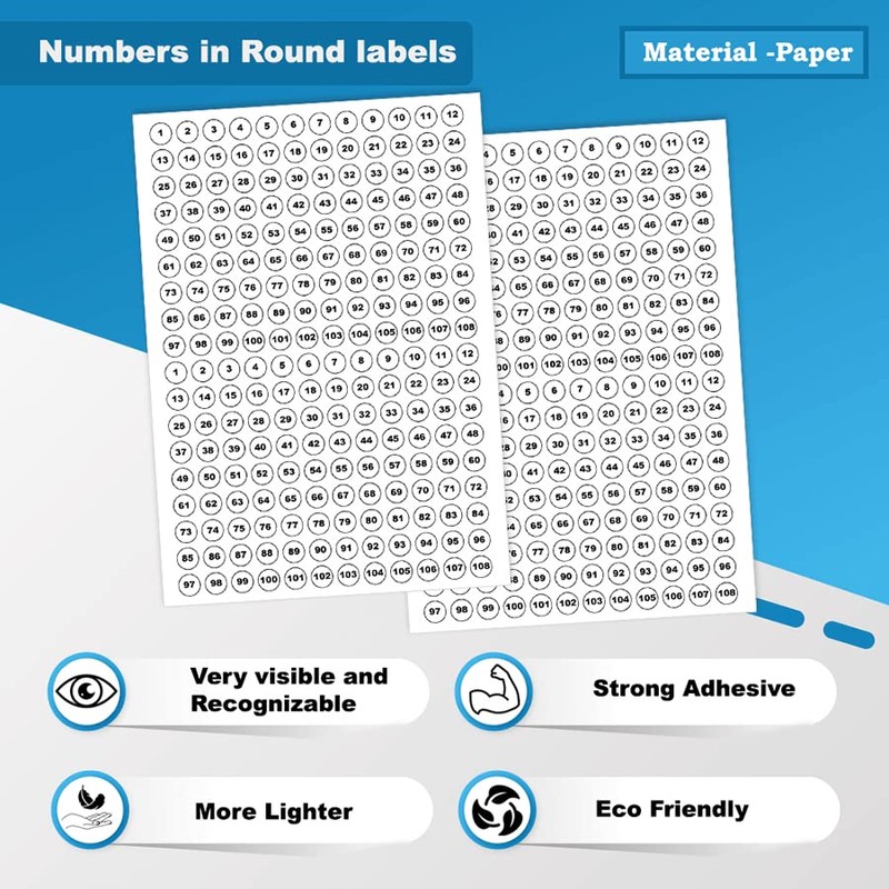 Number Stickers Sequence Numbered Labels 4 Set of (1 to