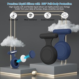 Frylaa 2 Packs AirTag Holder Case for Kids Waterproof,Hidden AirTag Case with Brooch Pin Holder,Item Locator,Anti Lost GPS Tracker Item Finder for Child/Kids/Elderly/Pets/Clothing-Black+Blue