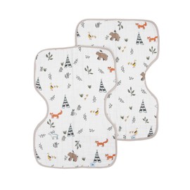 Little Unicorn Ultra-Absorbent Premium Burp Cloth 2 Pack | Soft on Baby's Skin | Larger Size | Ergonomic Design | Set of 2 (Forest Friends)