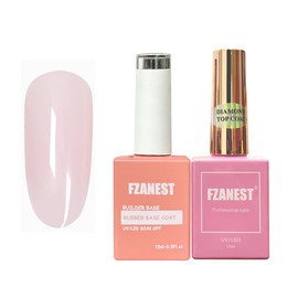 FZANEST FZANEST Nude Builder Gel For Nails and Diamond Top Coat Set,Natural Base Color Rubber Base Gel Polish High Shine Finish Kit,Self-leveling Nail Structure Extension Gel No Wipe Top