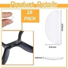 TOODOO 18 Pairs Eyeglasses Nose Pads Adhesive Silicone Glasses Replacement Anti Slip Nosepads for Eyeglass Glasses Sunglasses (Transparent, 1mm)