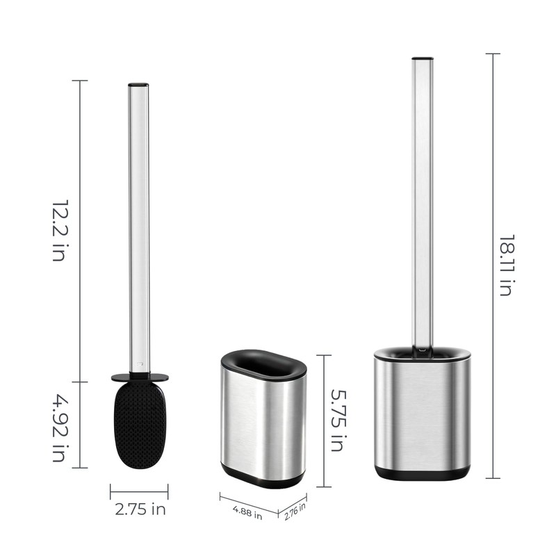 Sineng Silicone Toilet Brush and Holder Set, Stainless Steel Toilet
