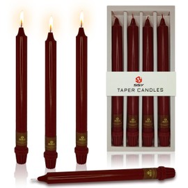 Red Taper Candles Unscented Taper Candlesticks 10 Inch Long Dinner Candle Sticks 4 PCS Smokeless Candle for Christmas Household Wedding Home Decor