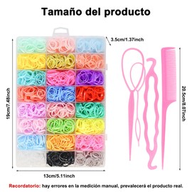 EDINNO Accesorios Para El Cabello Para Niños Pequeños De 24 Colores, Ligas Para Cabello Niña, accesorios Para El Cabello Para, 1800 Gomas De Pelo De Colores Con Cuatro Accesorios, en Caja, flexible