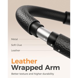 SAIJI Gooseneck Phone Holder for Bed Overall Length 38.6” Flexible Leather Wrapped Arm Overhead Cell Phone Mount Stand with 360° Adjustable Clamp Clip, Compatible with All 4-7” Cellphones (Black)