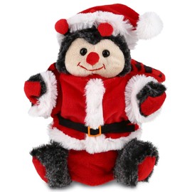 DolliBu Santa Ladybug Stuffed Animal Plush Hand Puppet - Super Soft Insect Animal Dress Up with Red Santa Claus Outfit, Perfect Holiday with Name Personalization - 8 Inches