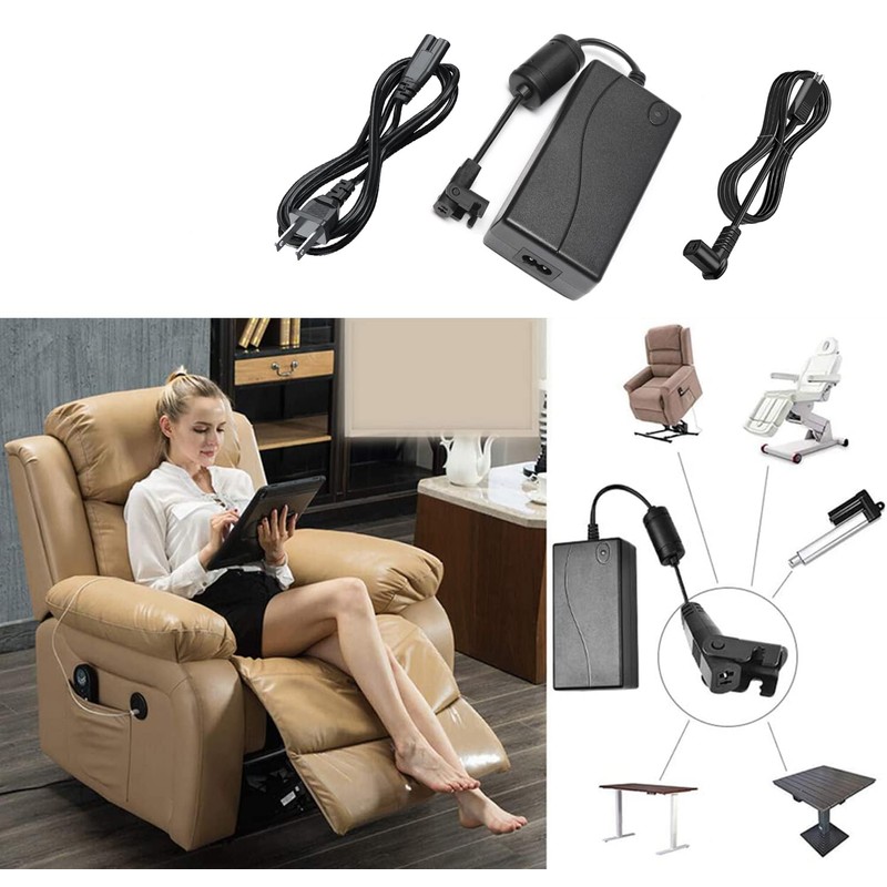 Universal Power Cord for Recliner Chair, 2-pin 29V 2A Recliner