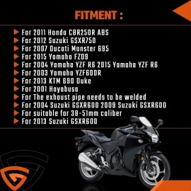 Gearzaar Motorcycle Exhaust Muffler Pipe M4 DB Killer Slip On Exhaust For GSXR 750 YZF R6