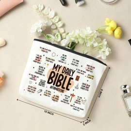 2 Pcs Inspirational Christian Gifts for Women Bible Verse Gifts Bible Verse Scripture Makeup Bag Cosmetic Bag for Girl Daughter Bestie Friendship Gifts Thanksgiving Christmas Graduation Birthday