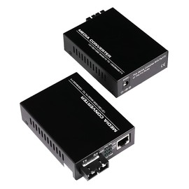 (A Pair of Bidi) Single Mode Dual SC Fiber Gigabit Fast Ethernet Media Converter, Mini 1x 10/100/1000Base-T RJ45 to 1000Base-SC Slot Converter Transceiver, up to 30km 1310-nm, AC 100V~240V