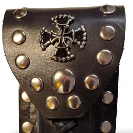 Buck 110 Leather Knife Case - Double Cross (Black)