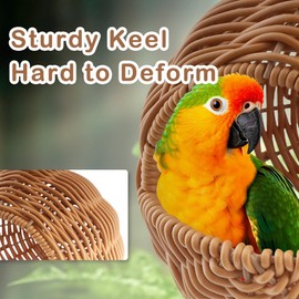 VTurboWay Rattan Bird Nest with Swing Chew Resistant Hammock Style Nest House Parrot Egg Laying and Breeding Nest for Parrots Cockatiels Budgerigars Finches Canaries