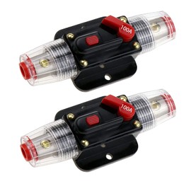 JIAKUPA 2Pcs 12V-24V DC 100A Fuse Holder Fuse Circuit Breaker 100Amp Inverter with Manual Reset for Car Audio, Stereo Switch and Solar Inverter System