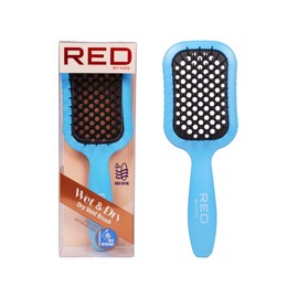 RED by Kiss Dry Vent Heat-Resistant Hair Brush, Detangling Fast Blow Drying for Wet Dry Curly Thick Straight Hair, Vented Detangler for Women Men Children Kids (Blue)