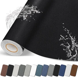 Lifenion Fabric Repair Patches, 17X158 inch Linen Self-Adhesive Fabric Repair Tape, Strong Sticky Linen Patch for Sofas, Tote Bags, Clothing, Car Seats, Furniture（Black, 17X158 inch）