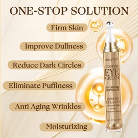 AstraVox Koffein Augencreme Serum, 20 ml Augencreme zur Reduzierung dunkler Augenringe, Beseitigung von Schwellungen und Anti Aging mit 360° Massageball, entfernt effektiv Fältchen