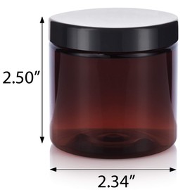 Amber 4 oz PET (BPA Free) Plastic Jar with Black Smooth Lid (12 pack)