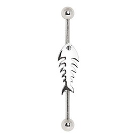 Cocobul Body Jewelry 316L Stainless Steel Industrial Barbell with Fish Bone [A01-153]