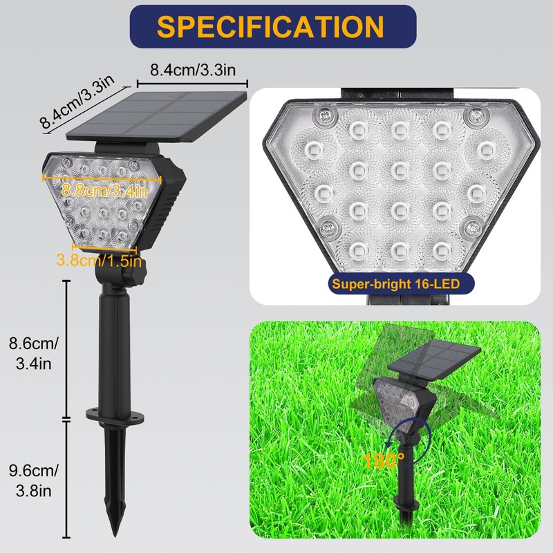 T-SUN Solar Lights Outdoor Waterproof IP65, 6Pack LED Solar Spot