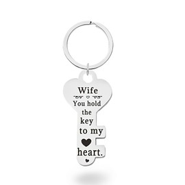 Wife Anniversary Birthday Gifts from Husband Romantic You Hold The Key to My Heart Keychain Key Pendant Key Ring Wifey Mother Day Keychain Gifts for Wife from Husband