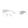 Womens Wrap Rimless Shield Plastic 80s Color Mirror Sunglasses Silver