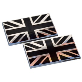 Black Union Jack Metal Car Body Badges self Adhesive (Pair)