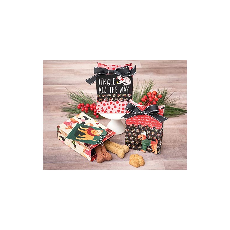 DCWV 36 Multi Coloured Christmas Card with Glitter Accents