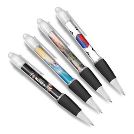 DV DESIGN Set of 4 South Korea White Ballpoint Pens - Korean Flag City Map Country Holiday Travel Friends Boys Girls Men Women Theme Pen #79550