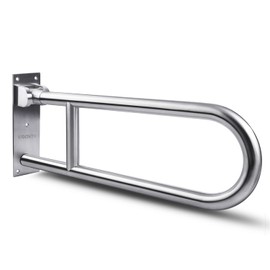 23.6 INCH Toilet Grab Bars for Bathroom Stainless Steel Flip Up Handicap Safety Grab Bar Rails for Elderly Seniors Bathtubs Showers Foldable Handle Grips Support for Walls Drop Down Screw-in Grab Bar