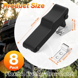 Mudder 8 Pcs Flexible Rubber Draw Latch, Front Storage Rack Rubber Latch for Cooler, Boat Compartment Cargo Box with Stainless Steel Keeper and Bracket