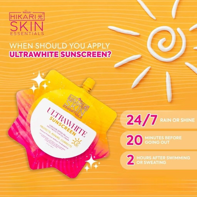Hikari Skin Essentials Ultra White Sunscreen, SPF50 PA++++, UVA/UVB Protection,
