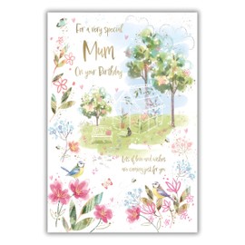 IC&G Very Special Mum Birthday Card - Happy Birthday Card with Floral Garden Design and Embossed Foil and Flitter Details - Birthday Card for Women